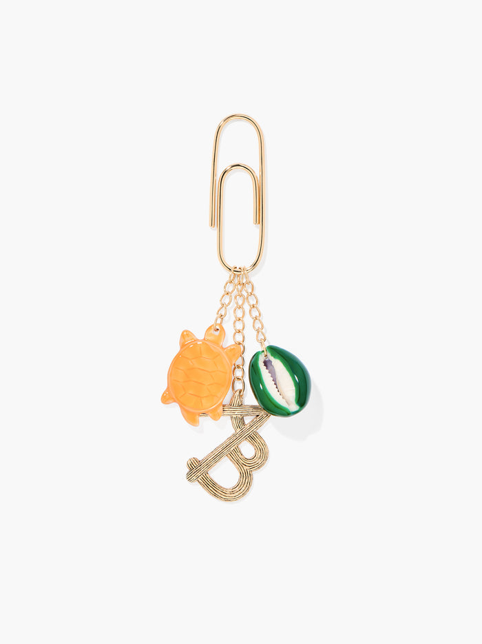 Bijou de sac tortue corail et coquillage vert