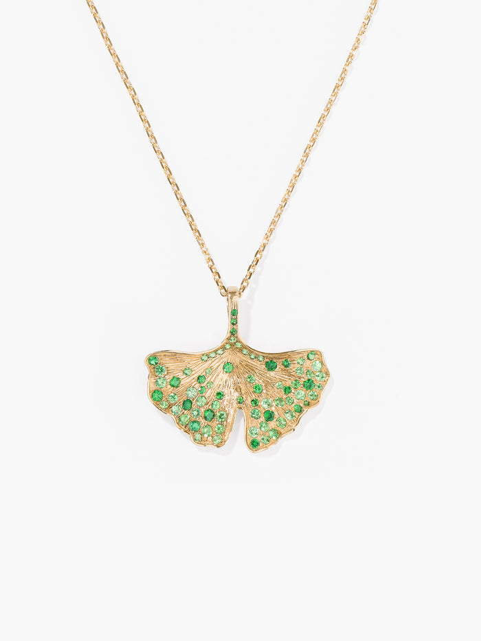 Pendentif Ginkgo Tsavorites